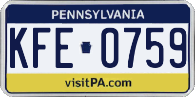 PA license plate KFE0759