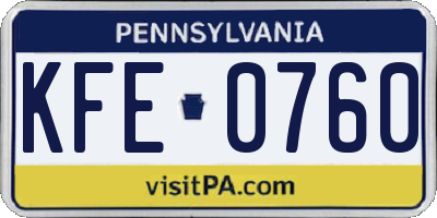 PA license plate KFE0760