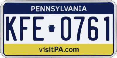PA license plate KFE0761
