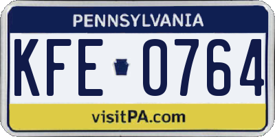 PA license plate KFE0764