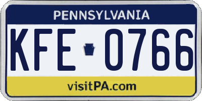 PA license plate KFE0766