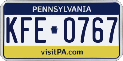 PA license plate KFE0767