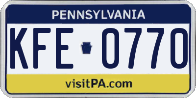 PA license plate KFE0770