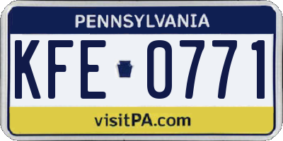 PA license plate KFE0771