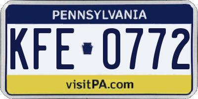 PA license plate KFE0772