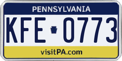 PA license plate KFE0773