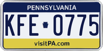 PA license plate KFE0775