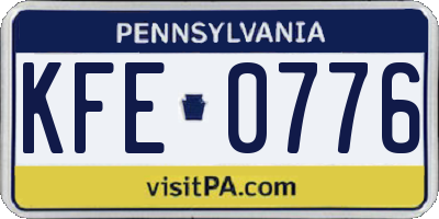 PA license plate KFE0776