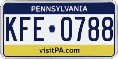 PA license plate KFE0788