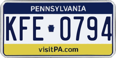 PA license plate KFE0794