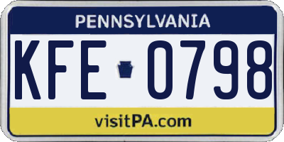PA license plate KFE0798