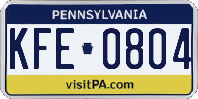 PA license plate KFE0804