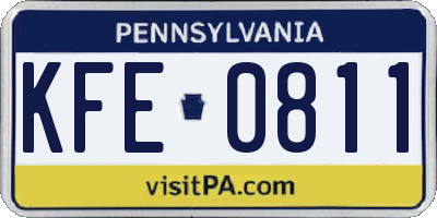 PA license plate KFE0811