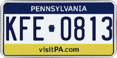 PA license plate KFE0813