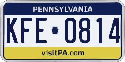 PA license plate KFE0814