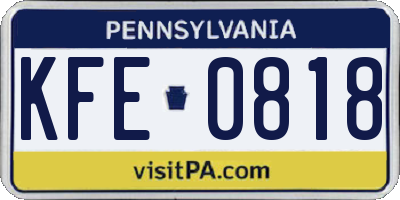 PA license plate KFE0818
