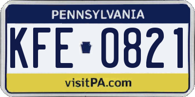 PA license plate KFE0821