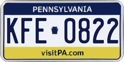 PA license plate KFE0822
