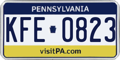 PA license plate KFE0823