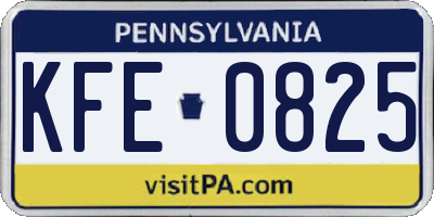 PA license plate KFE0825