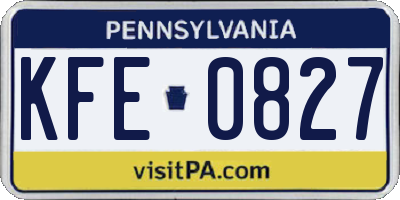 PA license plate KFE0827