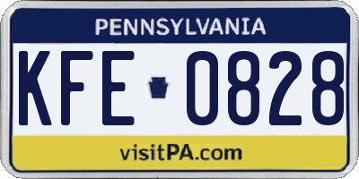 PA license plate KFE0828