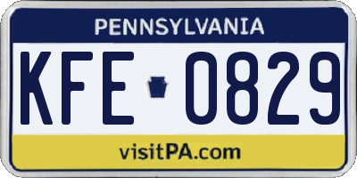 PA license plate KFE0829
