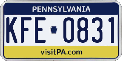 PA license plate KFE0831