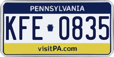 PA license plate KFE0835