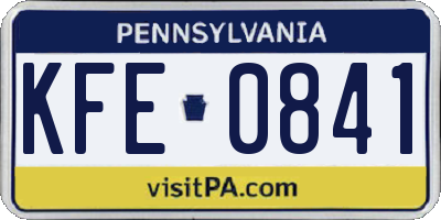PA license plate KFE0841