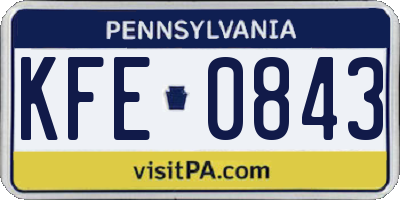 PA license plate KFE0843