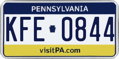PA license plate KFE0844