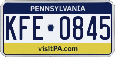 PA license plate KFE0845