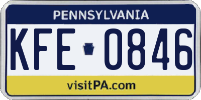 PA license plate KFE0846