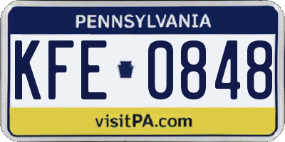 PA license plate KFE0848