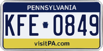 PA license plate KFE0849