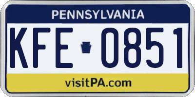 PA license plate KFE0851