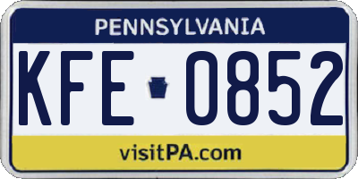 PA license plate KFE0852