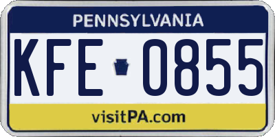 PA license plate KFE0855