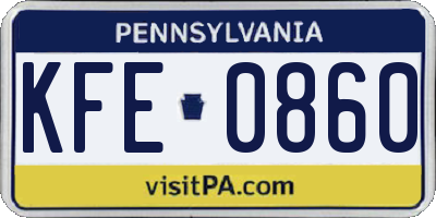 PA license plate KFE0860