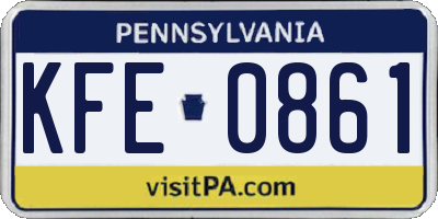 PA license plate KFE0861