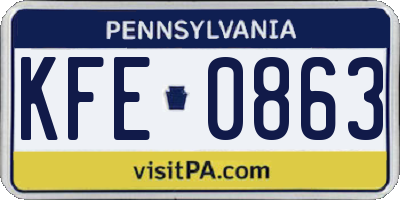 PA license plate KFE0863
