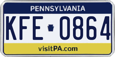 PA license plate KFE0864