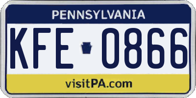 PA license plate KFE0866