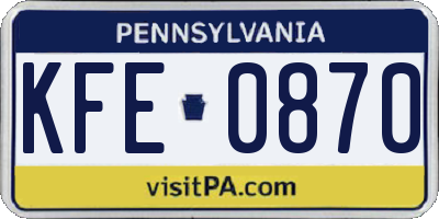 PA license plate KFE0870
