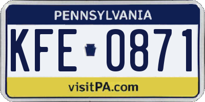 PA license plate KFE0871