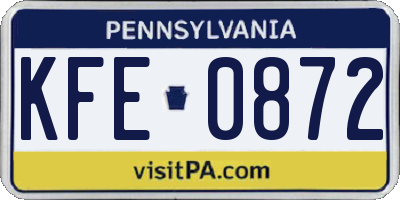 PA license plate KFE0872