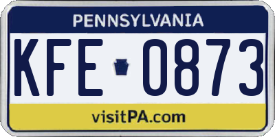 PA license plate KFE0873