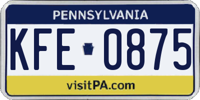 PA license plate KFE0875