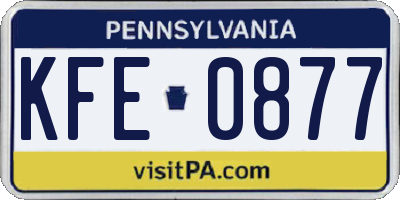 PA license plate KFE0877